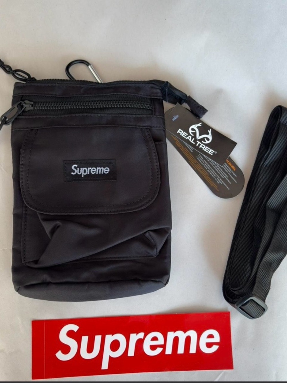 Supreme Black Shoulder Pouch with Logo Patch